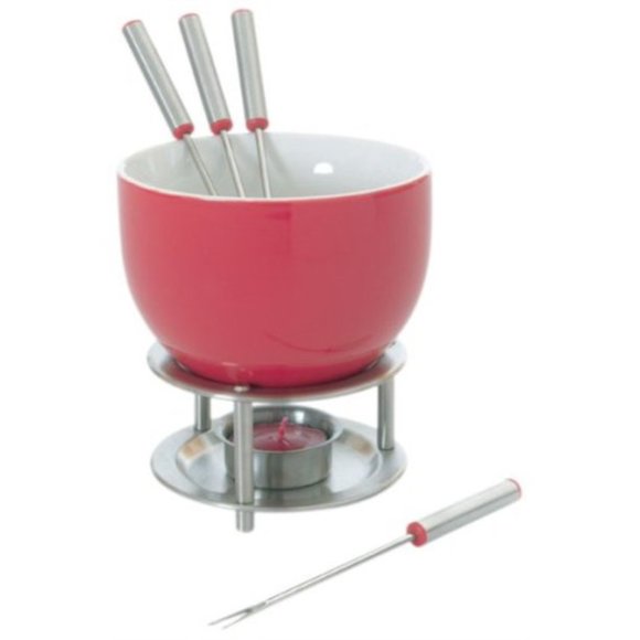 Mastrad Paris Red Fondue Set for Four, New In Box - Picture 2 of 9